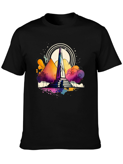 Abstract Obelisk Graphic Tee - Mens Black T-Shirt