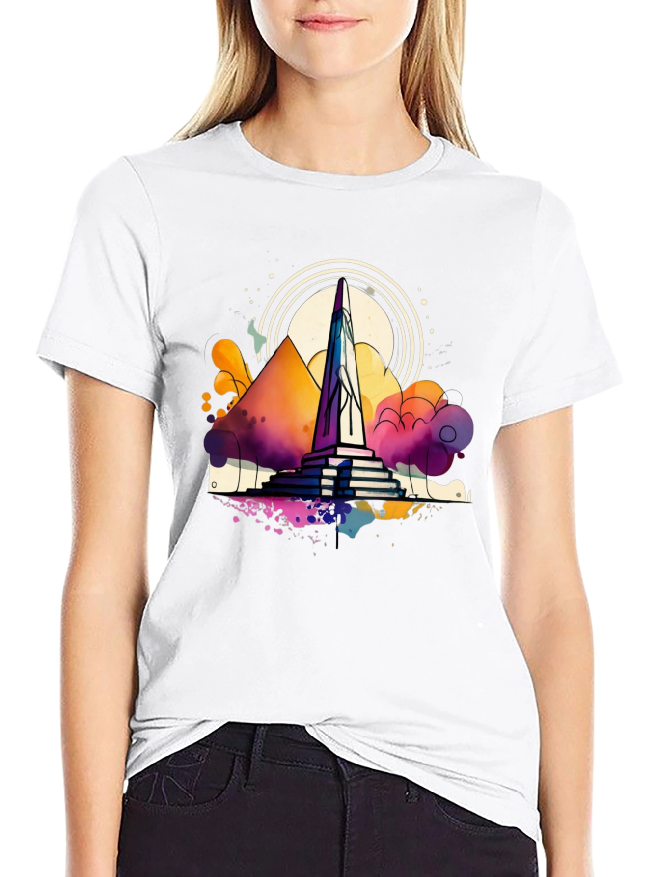 Abstract Obelisk Graphic Tee - Mens Black T-Shirt