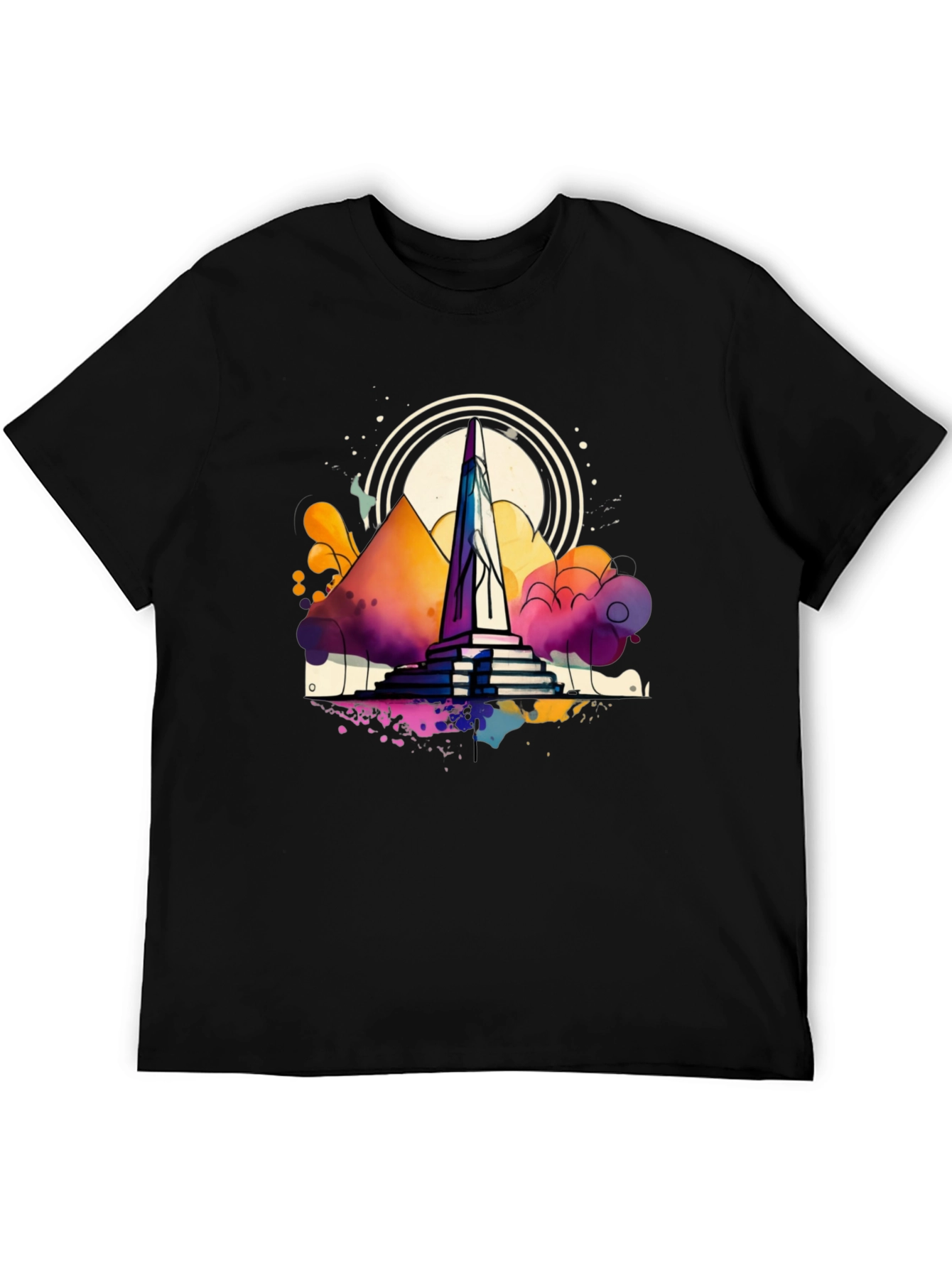 Abstract Obelisk Graphic Tee - Mens Black T-Shirt