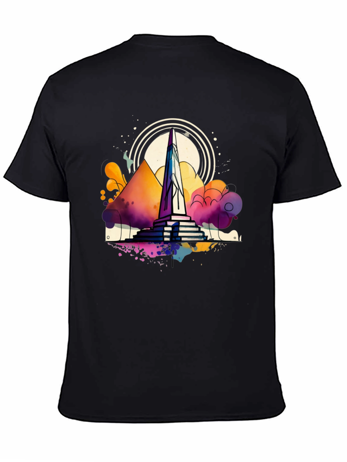 Abstract Obelisk Graphic Tee - Mens Black T-Shirt