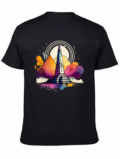 Abstract Obelisk Graphic Tee - Mens Black T-Shirt