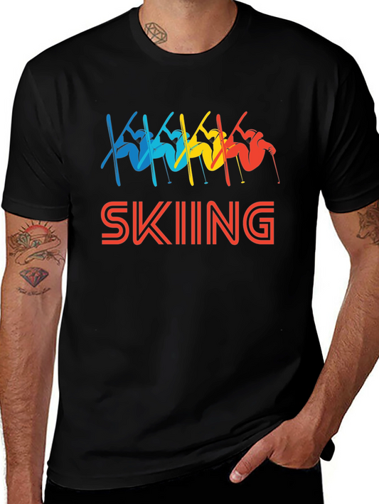 Retro Skiing T-Shirt - Colorful Winter Sport Tee