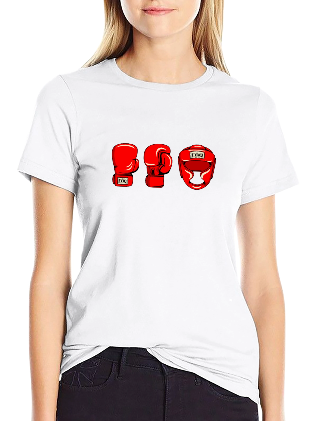 EGO Boxing Gloves and Headgear Black T-Shirt