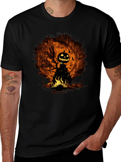 Halloween Pumpkin Head Black T-Shirt
