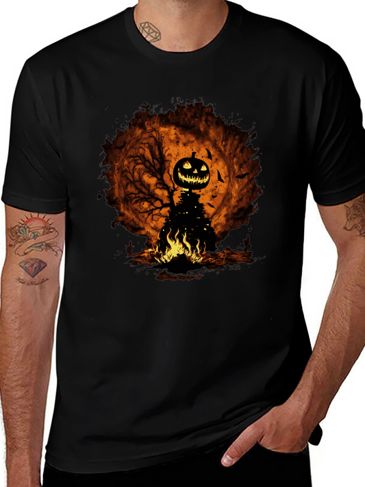 Halloween Pumpkin Head Black T-Shirt