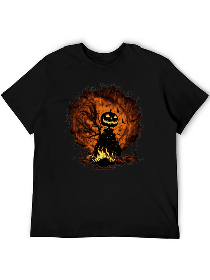 Halloween Pumpkin Head Black T-Shirt