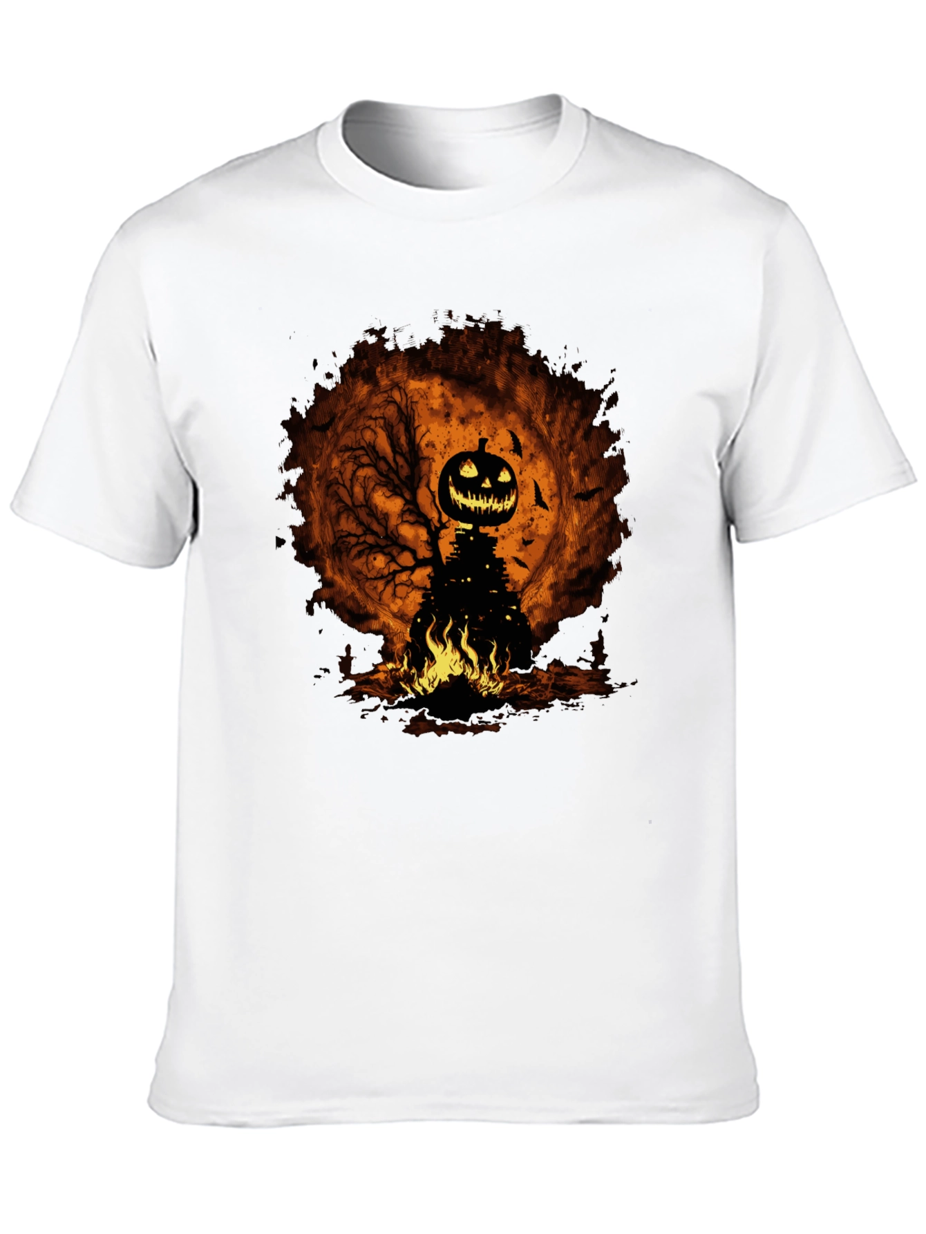 Halloween Pumpkin Head Black T-Shirt