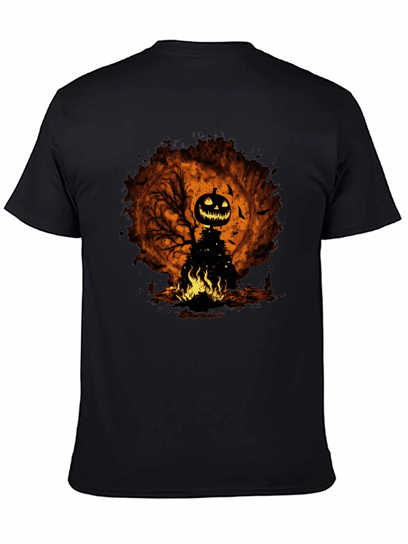 Halloween Pumpkin Head Black T-Shirt