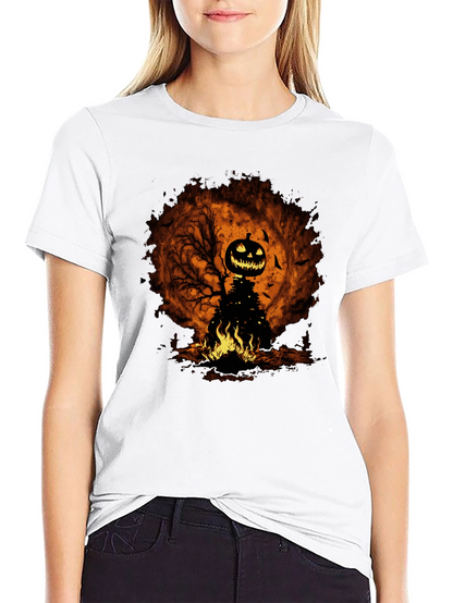 Halloween Pumpkin Head Black T-Shirt