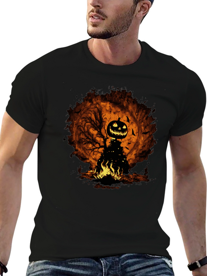 Halloween Pumpkin Head Black T-Shirt