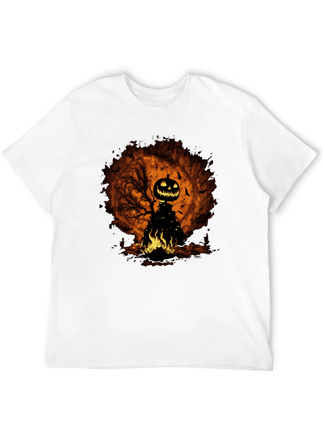 Halloween Pumpkin Head Black T-Shirt