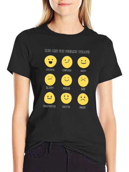 Emotion Faces Graphic T-Shirt: How Are You Feeling Today?