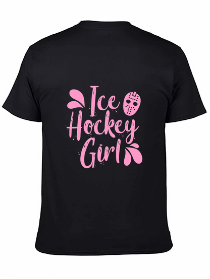 Ice Hockey Girl Pink Graphic T-Shirt