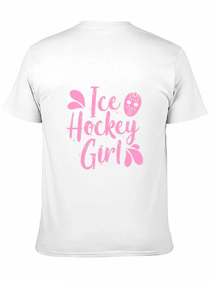 Ice Hockey Girl Pink Graphic T-Shirt
