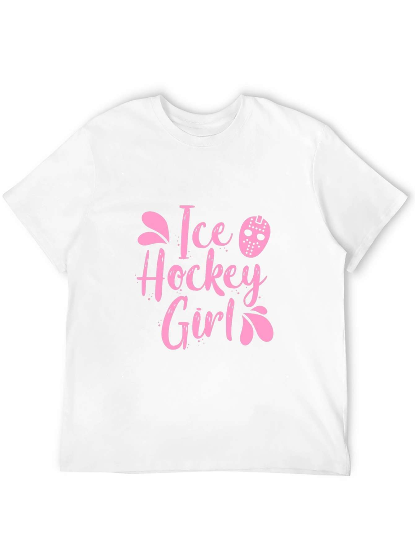 Ice Hockey Girl Pink Graphic T-Shirt