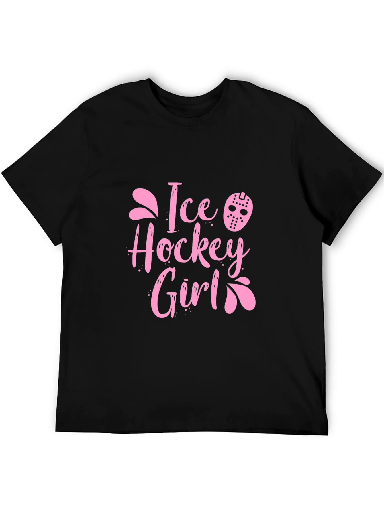 Ice Hockey Girl Pink Graphic T-Shirt
