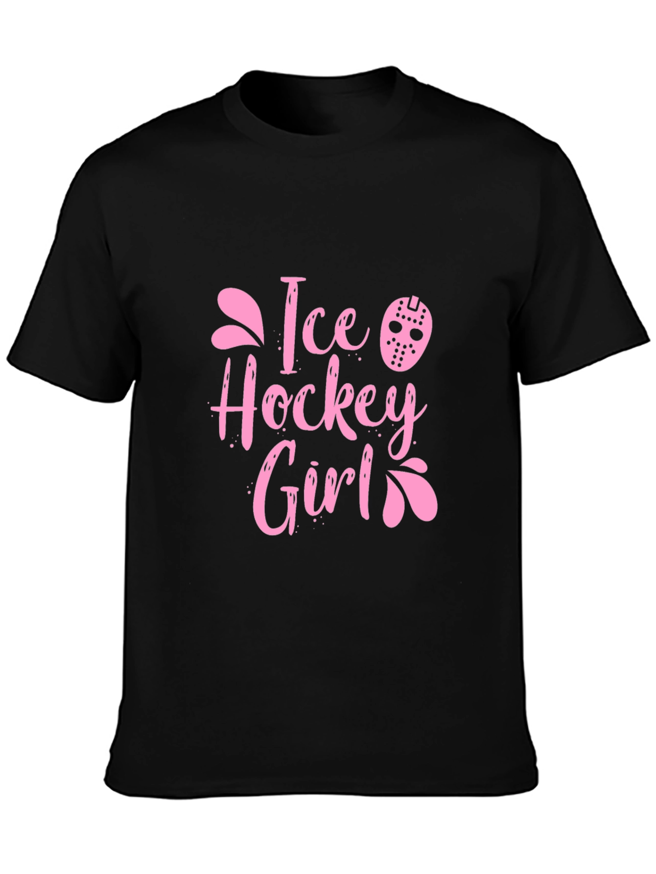 Ice Hockey Girl Pink Graphic T-Shirt