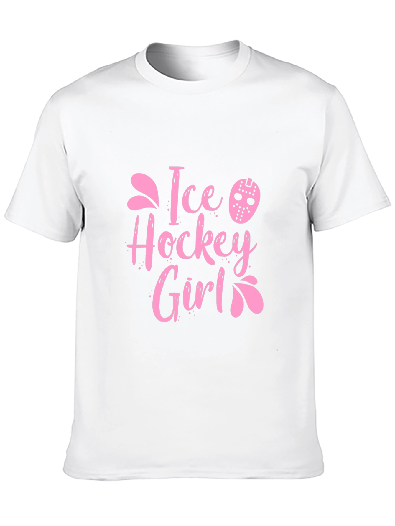 Ice Hockey Girl Pink Graphic T-Shirt