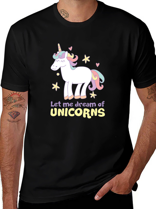 Dream of Unicorns Graphic T-Shirt - Black Cotton Tee