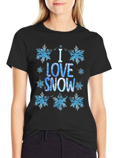 I Love Snow T-Shirt - Winter Snowflake Design