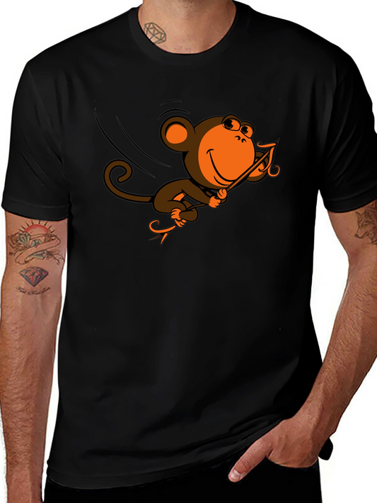 Monkey Swinging T-Shirt - Fun Cartoon Design