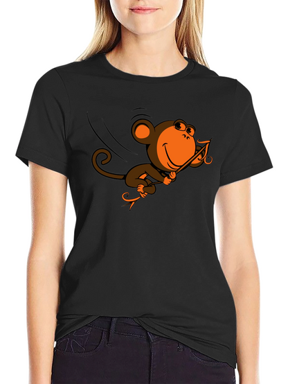 Monkey Swinging T-Shirt - Fun Cartoon Design