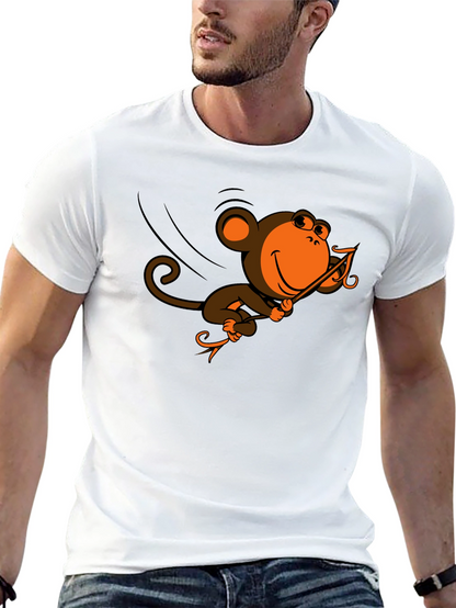 Monkey Swinging T-Shirt - Fun Cartoon Design