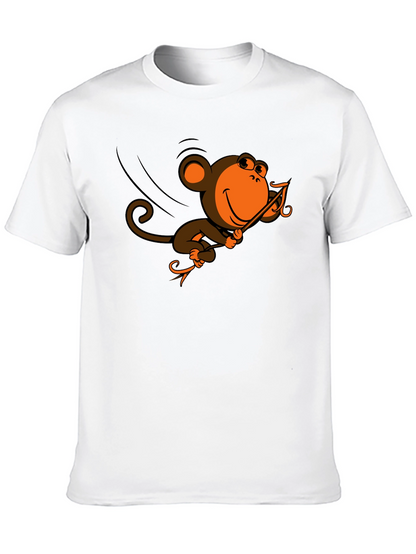Monkey Swinging T-Shirt - Fun Cartoon Design