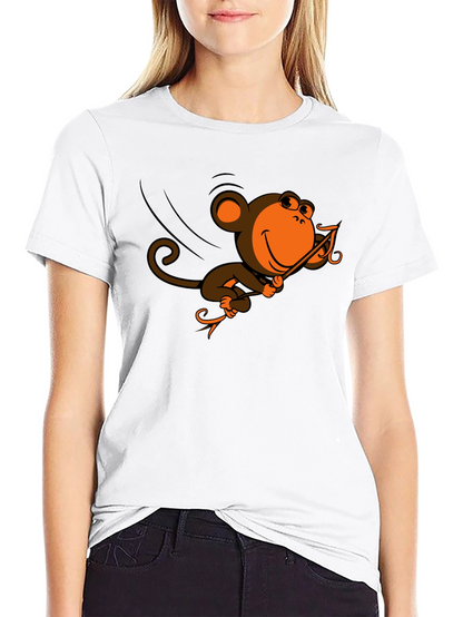 Monkey Swinging T-Shirt - Fun Cartoon Design