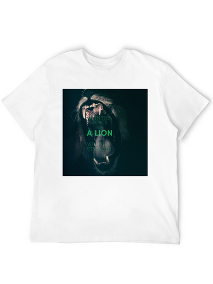 Lion Strength Graphic Tee - Black Cotton T-Shirt