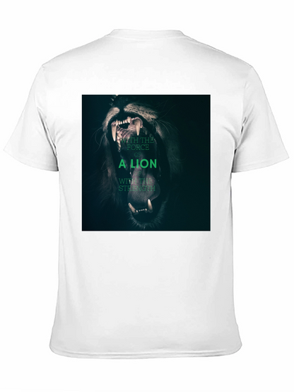 Lion Strength Graphic Tee - Black Cotton T-Shirt