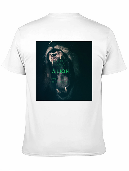 Lion Strength Graphic Tee - Black Cotton T-Shirt