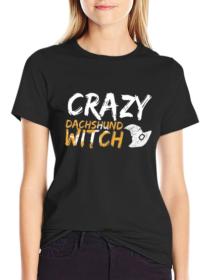 Crazy Dachshund Witch T-Shirt
