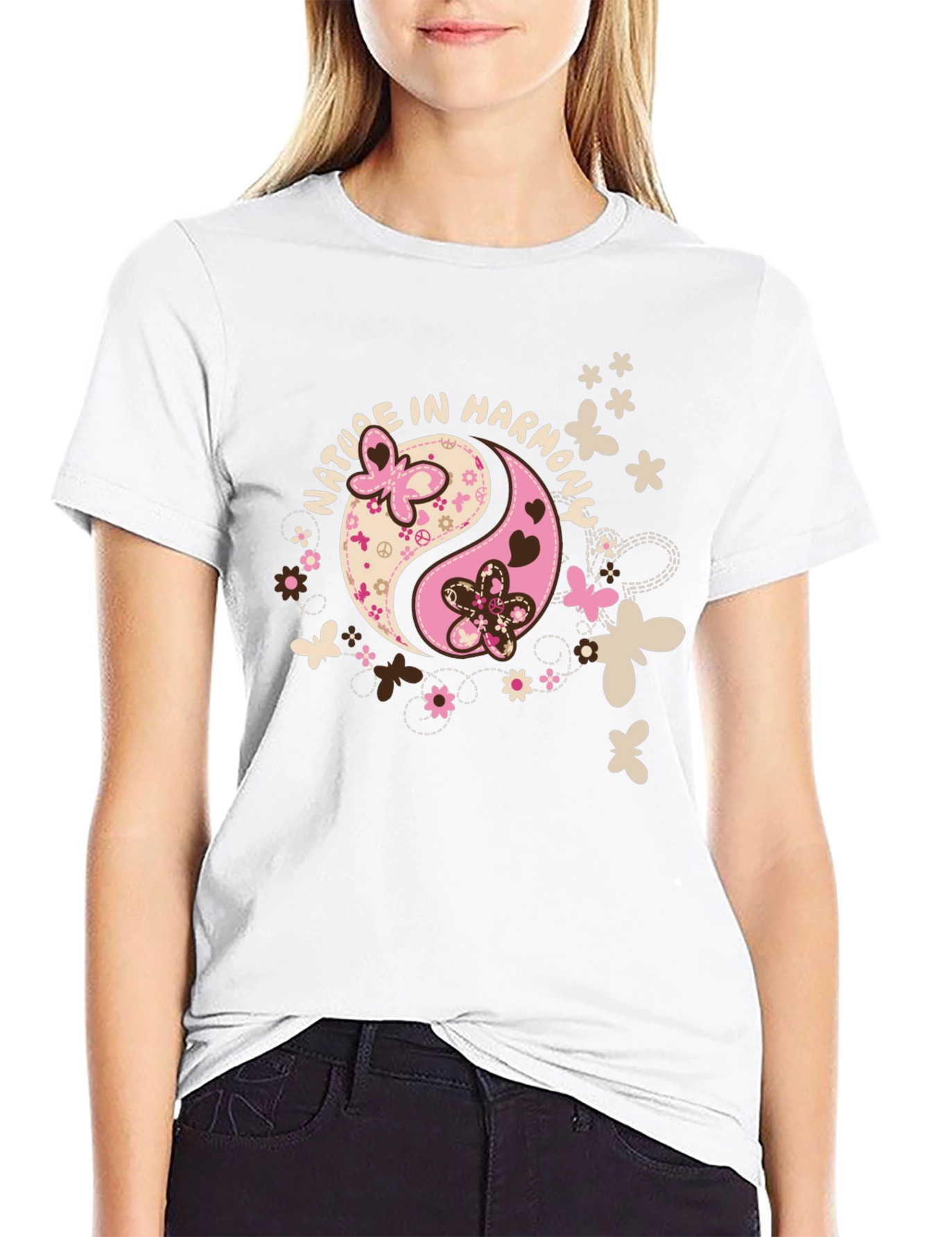 Nature In Harmony Yin Yang Graphic T-Shirt
