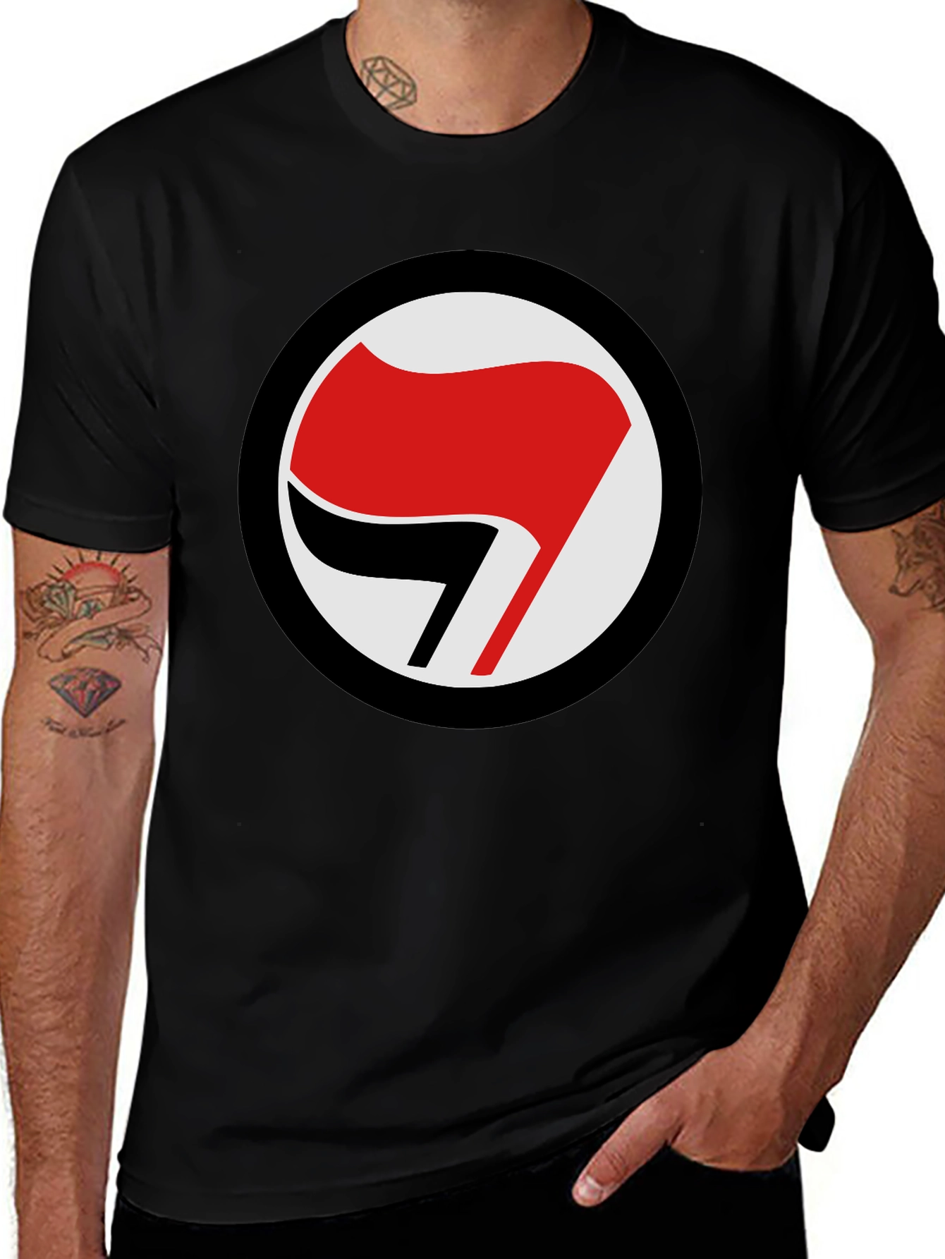 Antifascist Symbol T-Shirt - Black Tee