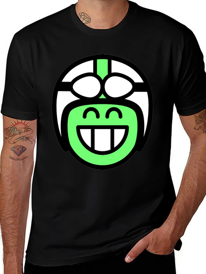 Funky Smiley Face T-Shirt - Black Cotton Blend