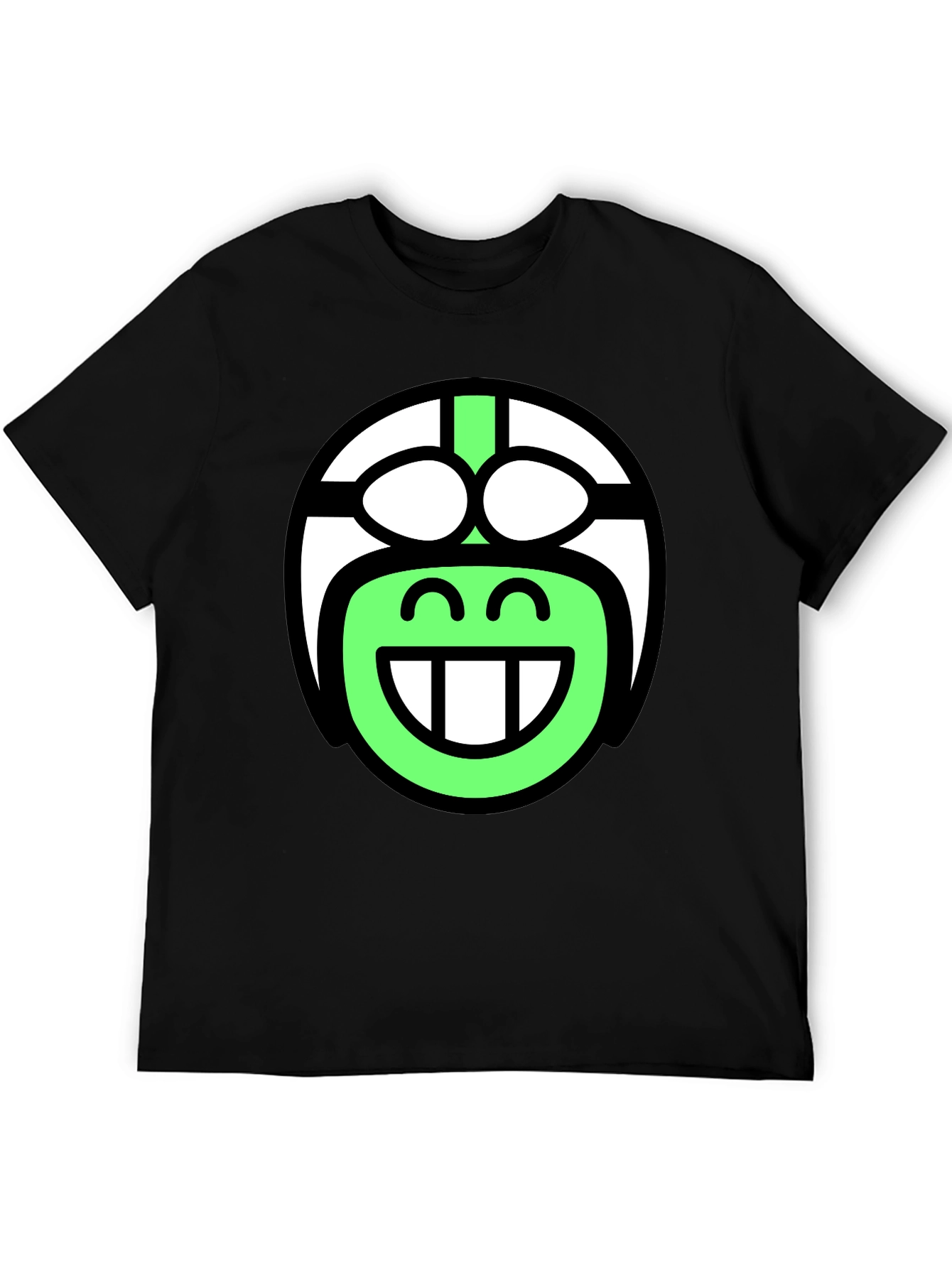 Funky Smiley Face T-Shirt - Black Cotton Blend