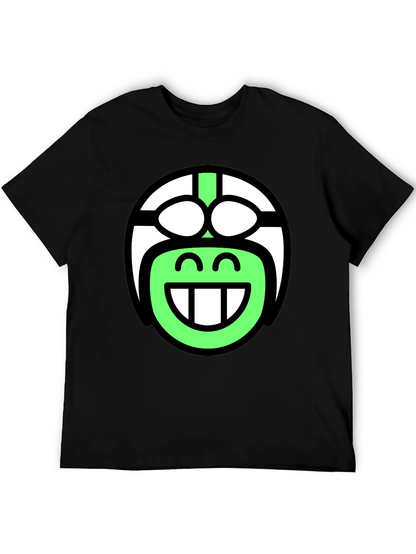 Funky Smiley Face T-Shirt - Black Cotton Blend