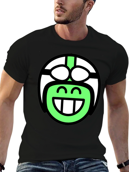Funky Smiley Face T-Shirt - Black Cotton Blend