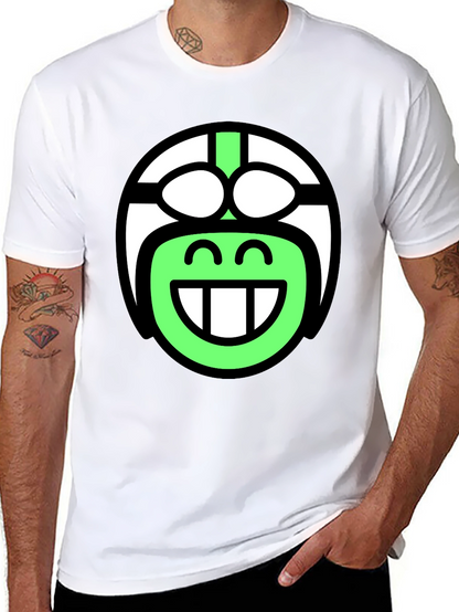 Funky Smiley Face T-Shirt - Black Cotton Blend