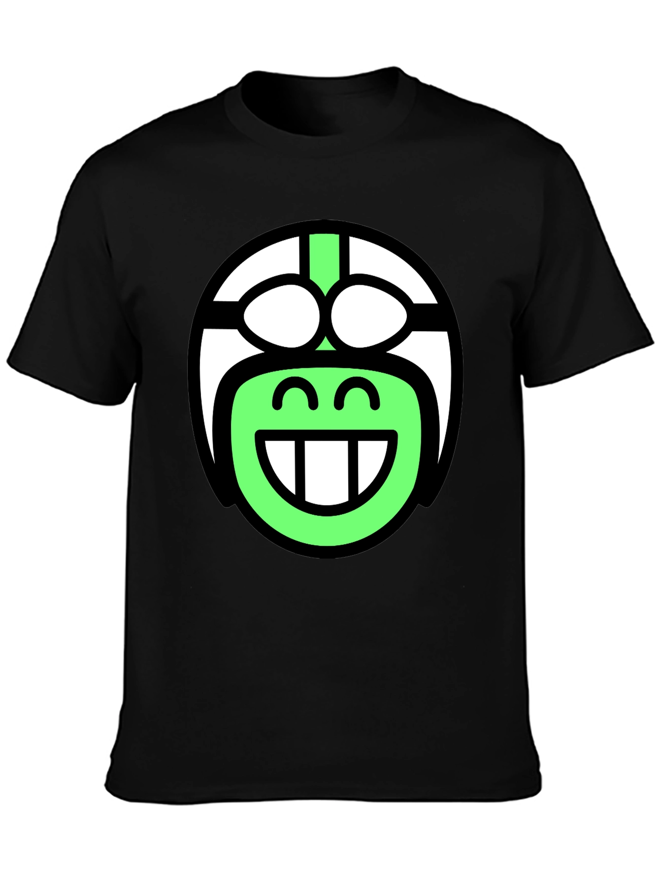 Funky Smiley Face T-Shirt - Black Cotton Blend