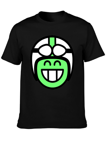 Funky Smiley Face T-Shirt - Black Cotton Blend