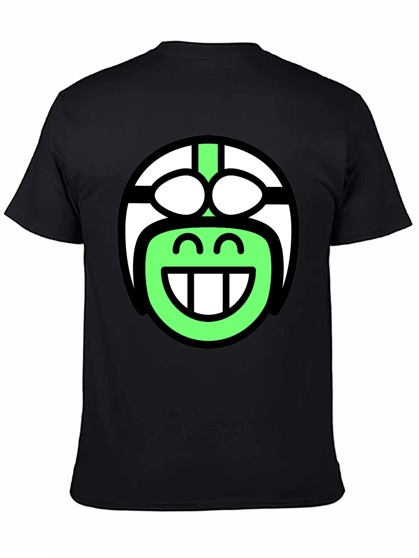 Funky Smiley Face T-Shirt - Black Cotton Blend