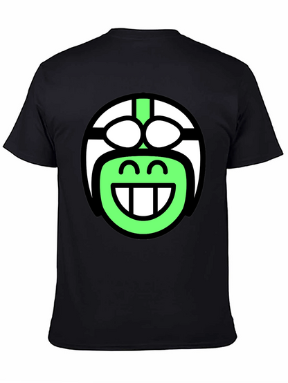 Funky Smiley Face T-Shirt - Black Cotton Blend