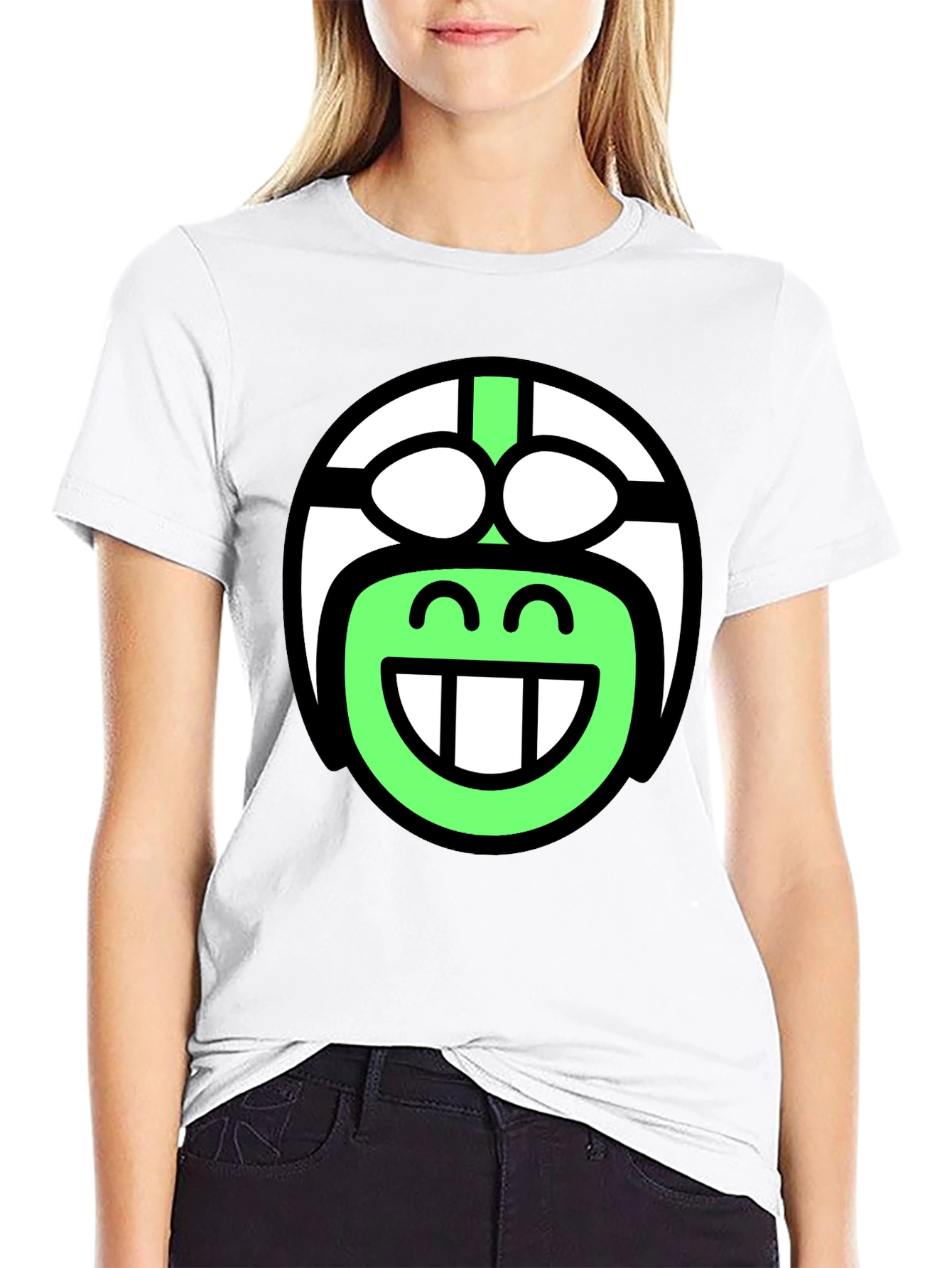 Funky Smiley Face T-Shirt - Black Cotton Blend