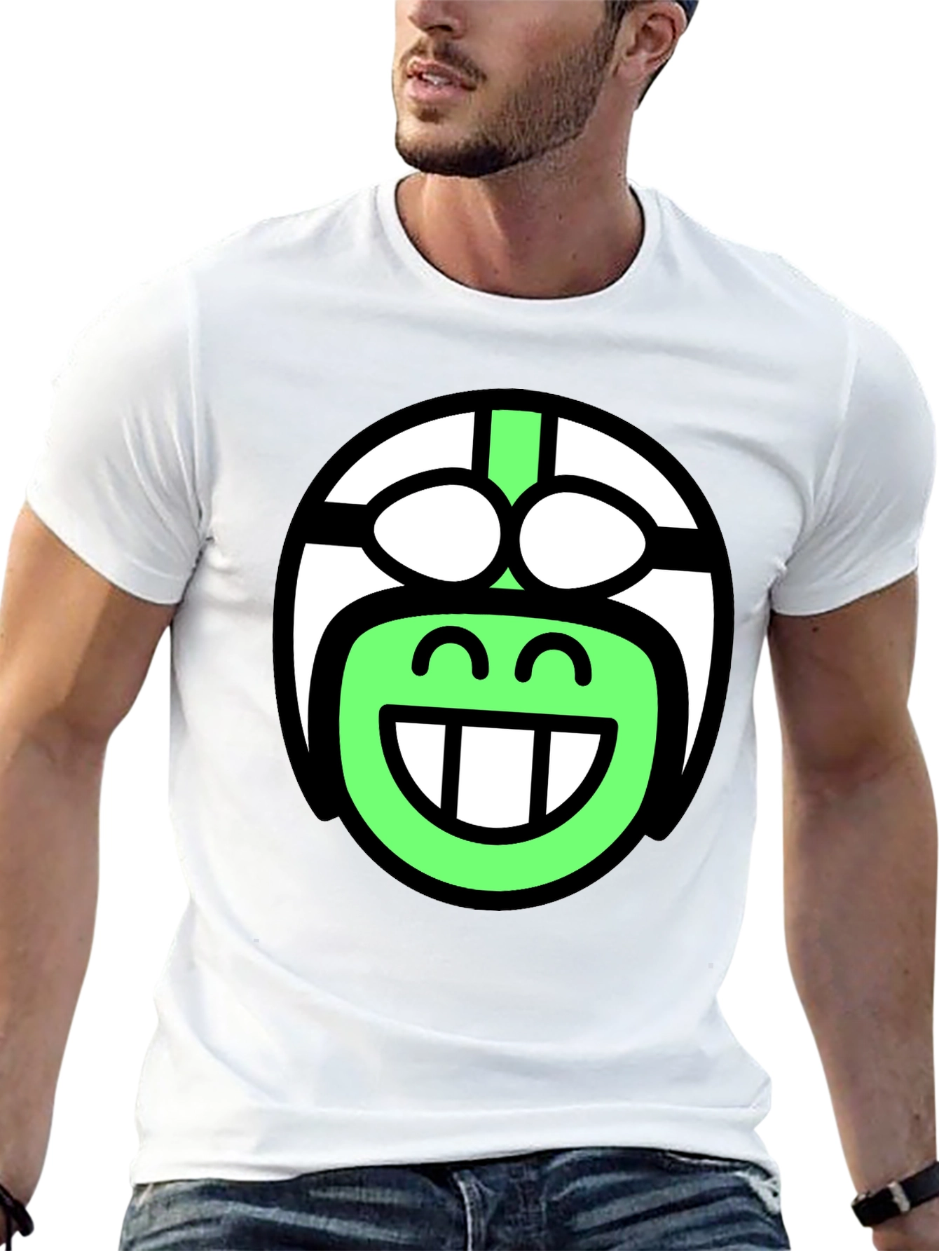 Funky Smiley Face T-Shirt - Black Cotton Blend