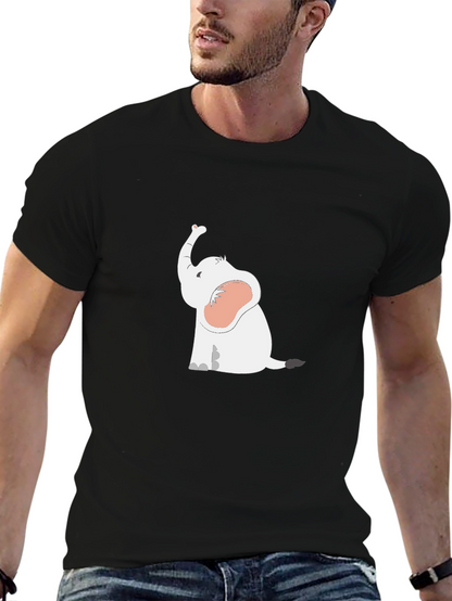 Cute Elephant Graphic T-Shirt - Black