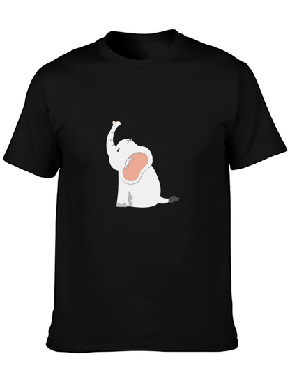 Cute Elephant Graphic T-Shirt - Black