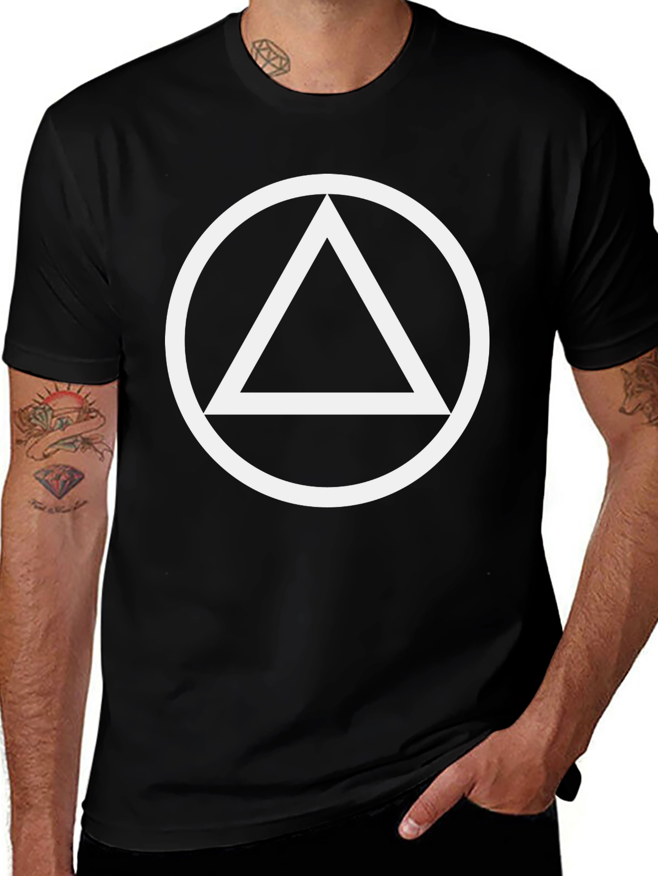 Minimalist Graphic Tee - Circle Triangle Design
