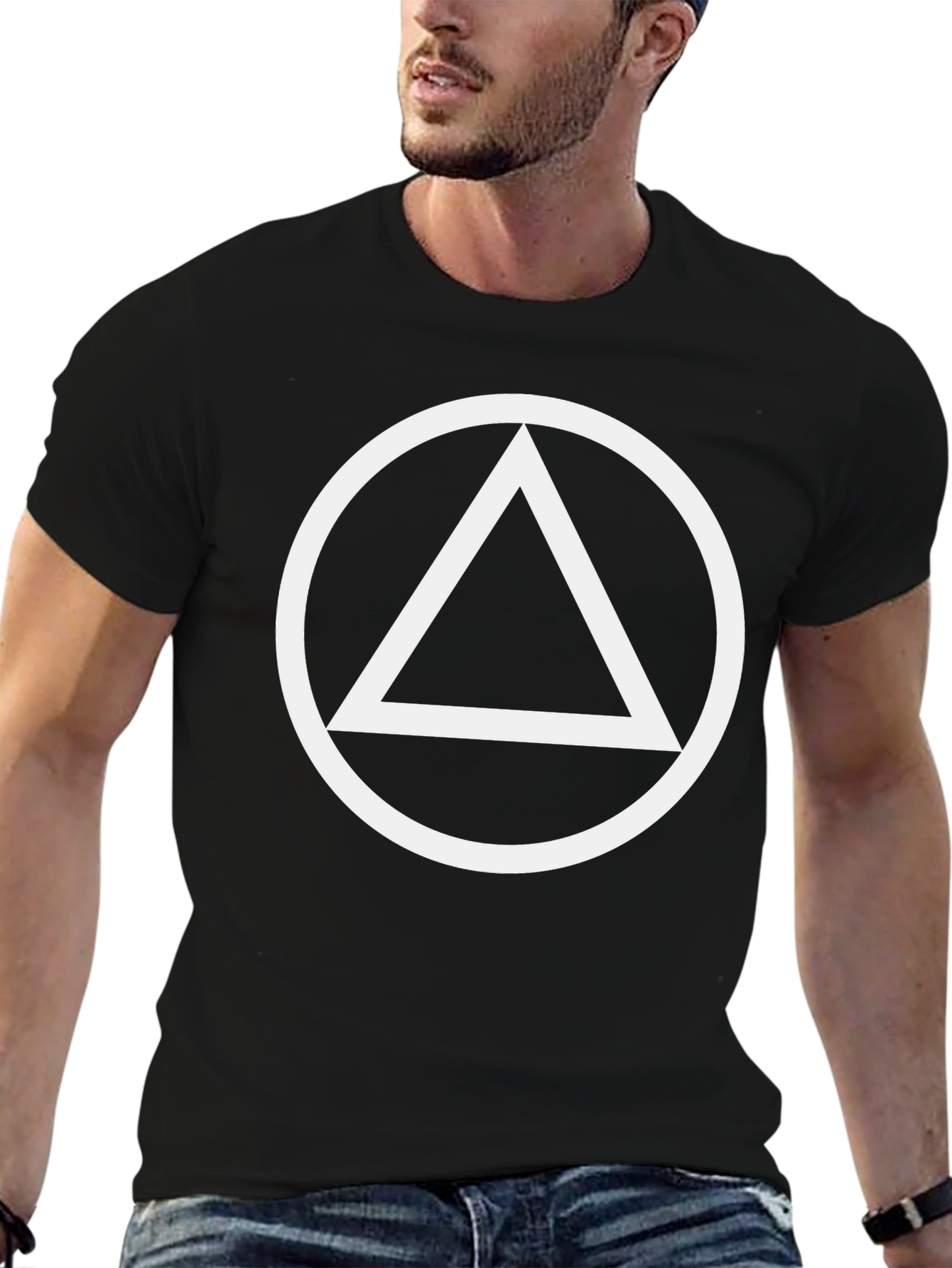 Minimalist Graphic Tee - Circle Triangle Design